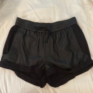 Helmut Lang real Leather drawstring shorts